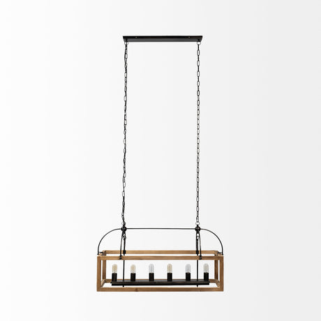 Josie (42"x14.5"x20") Natural Wood Chassis Six Light Chandelier from Mercana - Luna Furniture