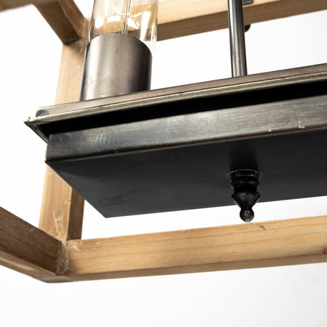 Josie (42"x14.5"x20") Natural Wood Chassis Six Light Chandelier from Mercana - Luna Furniture