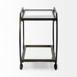 Chriselle Black Metal And Glass Two Tier Bar Cart from Mercana - Luna Furniture