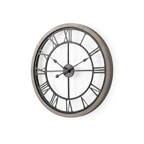 Mething Gray 25" Medium Farmhouse Wall Clock from Mercana - Luna Furniture