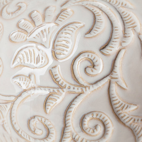 Jadiza II Medium White Glaze Floral Pattern Vase from Mercana - Luna Furniture
