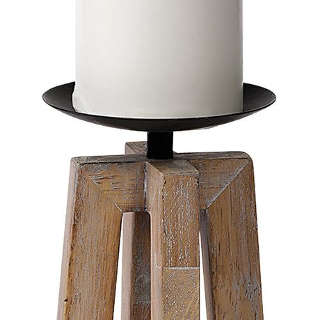 Astra Small Light Brown Wood Pedestal Base Table Candle Holder from Mercana - Luna Furniture