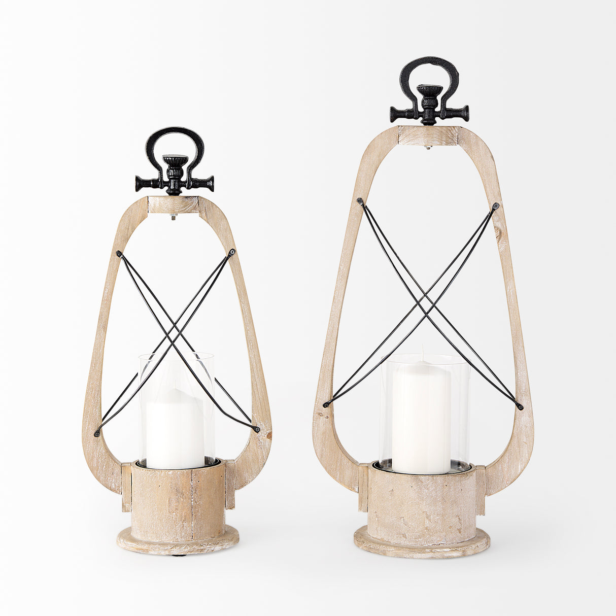Zain I Small Brown Wooden Vintage Inspired Candle Holder Lantern from Mercana - Luna Furniture