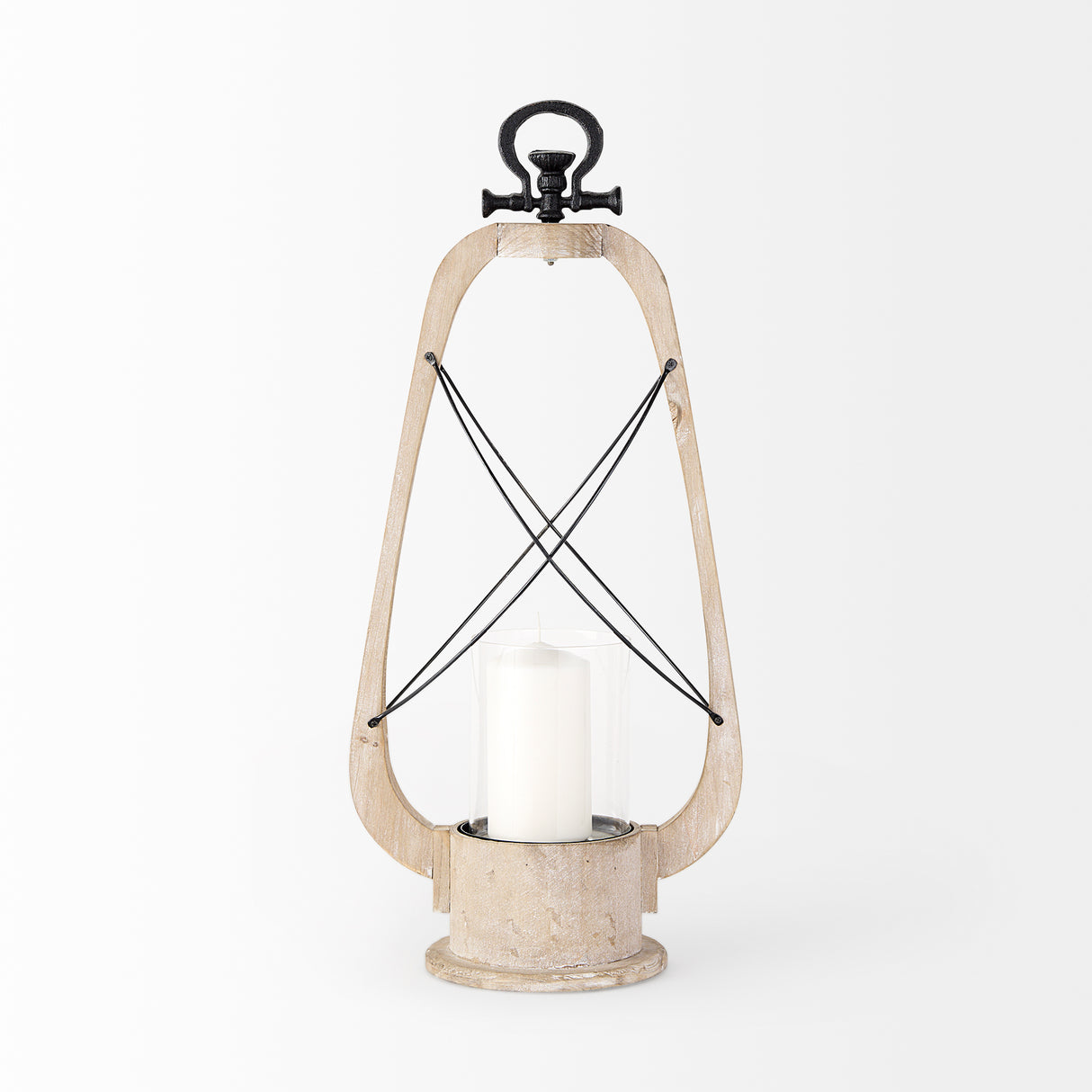 Zain II Large Brown Wooden Vintage Inspired Candle Holder Lantern from Mercana - Luna Furniture