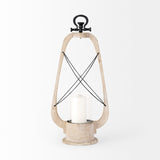 Zain II Large Brown Wooden Vintage Inspired Candle Holder Lantern from Mercana - Luna Furniture