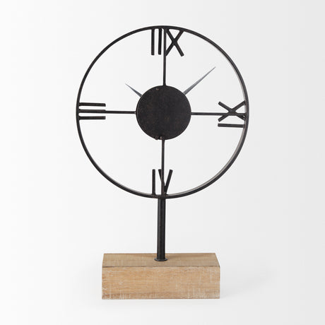 Oris Black Metal/Wood Open Frame Table Clock from Mercana - Luna Furniture
