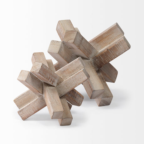 Vega II (Large) 7L x 7W Natural Wood Jack Object from Mercana - Luna Furniture