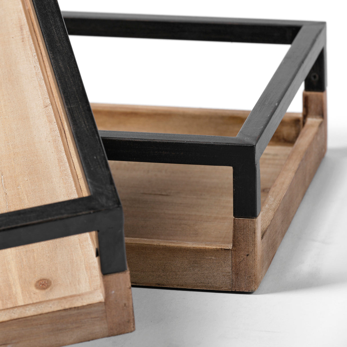 Ross Set of 2 Natural Wood W/ Black Metal Nesting Trays from Mercana - Luna Furniture