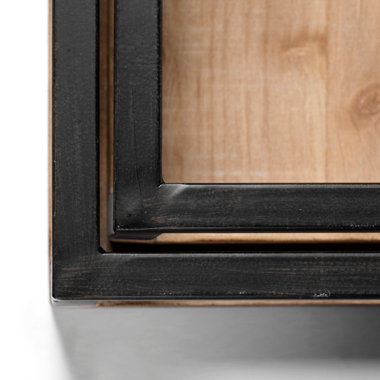 Ross Set of 2 Natural Wood W/ Black Metal Nesting Trays from Mercana - Luna Furniture