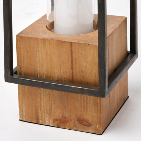 Orionis Large Wood w/ Black Metal Lantern Candle Holder from Mercana - Luna Furniture