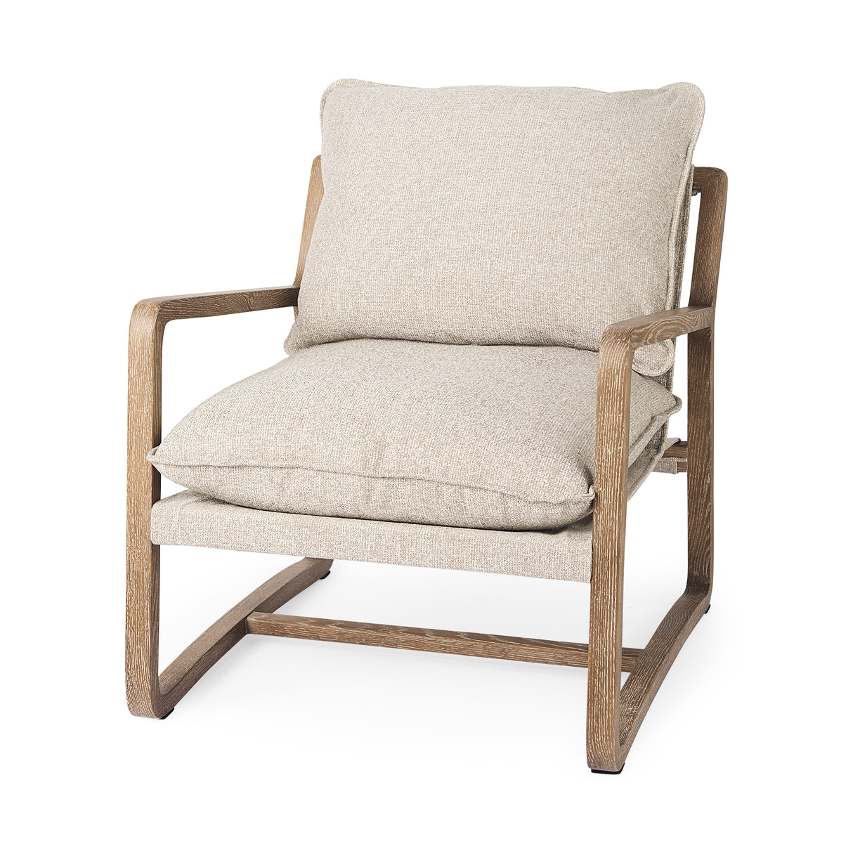 Brayden 28.3L x 34.1W x 35H Light Brown Wood W/ Beige Fabric Seat Accent Chair from Mercana - Luna Furniture