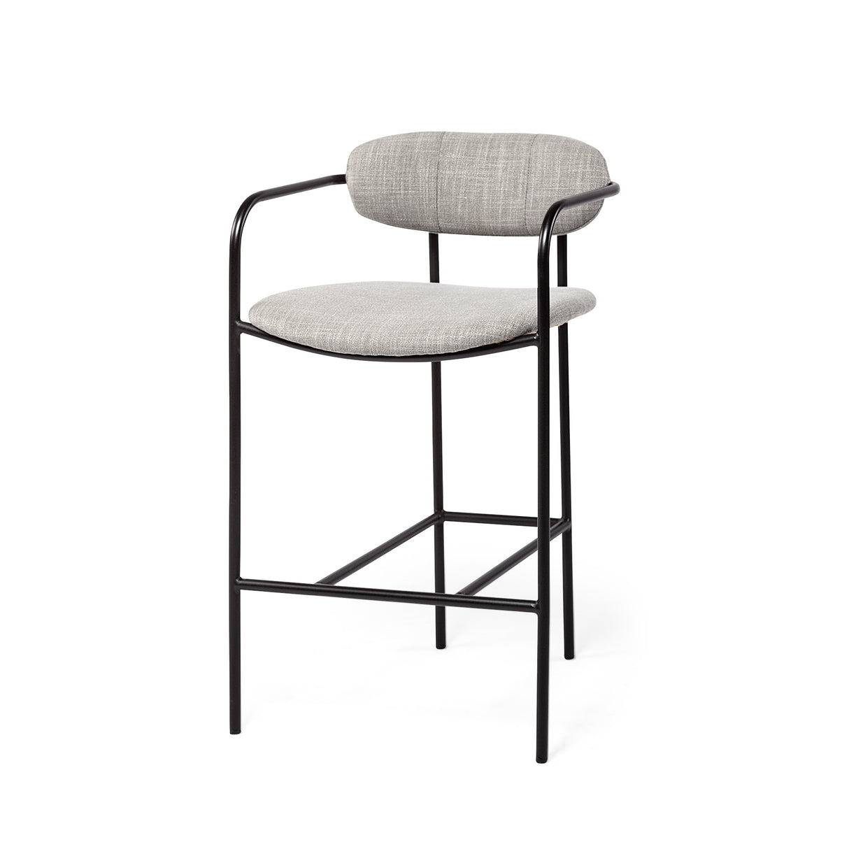 Parker Gray Fabric Seat Black Metal Counter Stool from Mercana - Luna Furniture