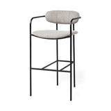 Parker Gray Fabric Seat Black Metal Bar Stool from Mercana - Luna Furniture