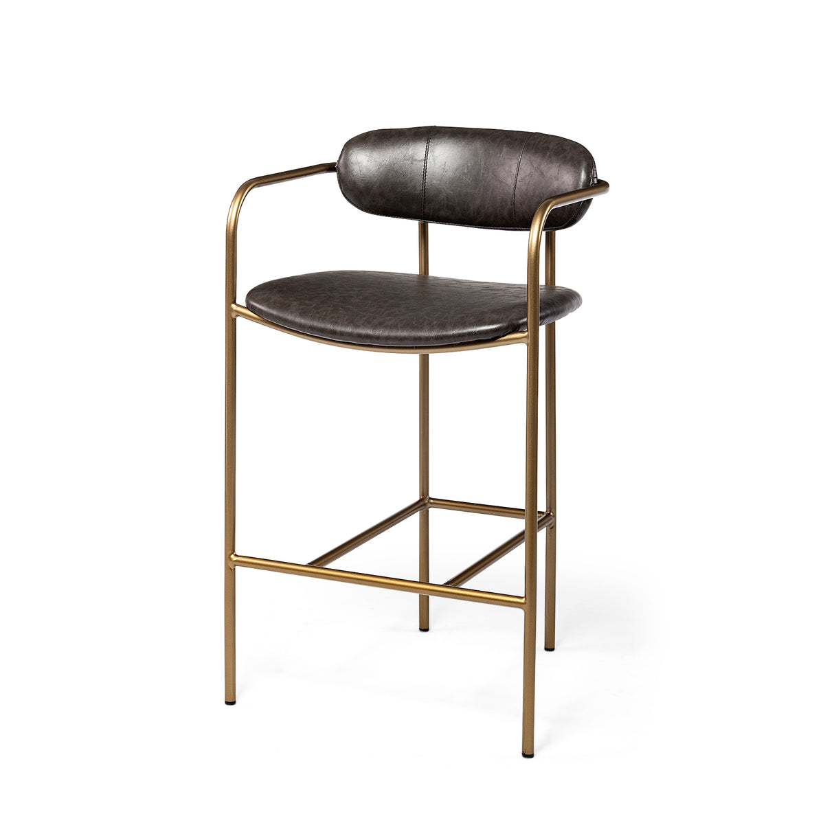 Parker Brown Faux Leather Seat Gold Metal Counter Stool from Mercana - Luna Furniture