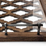 Stotonic 35L x 16W Brown Wood W Glass Top Rectangular Serving Tray from Mercana - Luna Furniture