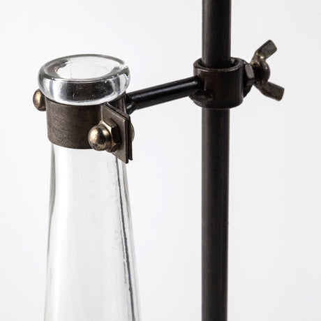 Jarvis Set of Five Dark Brown Metal and Glass Chemistry Inspired Bottles from Mercana - Luna Furniture
