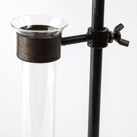 Jarvis Set of Five Dark Brown Metal and Glass Chemistry Inspired Bottles from Mercana - Luna Furniture