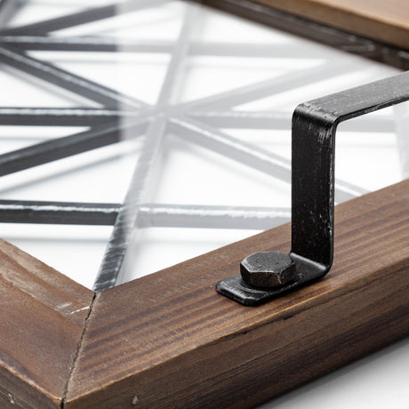 Ellingson 28L x 13W Black Rectangular Metal Glass Wood Bottom Tray from Mercana - Luna Furniture