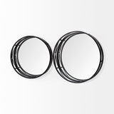 Piers (Set of 2) Black Metal Mirrored Round Trays from Mercana - Luna Furniture