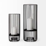 Velo II Large Black Metal Cylindrical Table Candle Holder from Mercana - Luna Furniture
