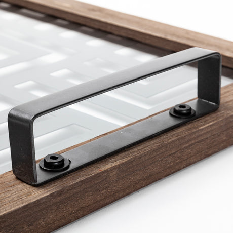 Fantuz 32L x 16W Gray Metal, Wood and Glass Serving Tray from Mercana - Luna Furniture