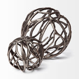 Sphaira II Large 7L x 7W Silver Cast Aluminum Decorative Tree Branch Orb from Mercana - Luna Furniture