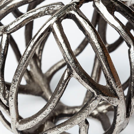 Sphaira II Large 7L x 7W Silver Cast Aluminum Decorative Tree Branch Orb from Mercana - Luna Furniture