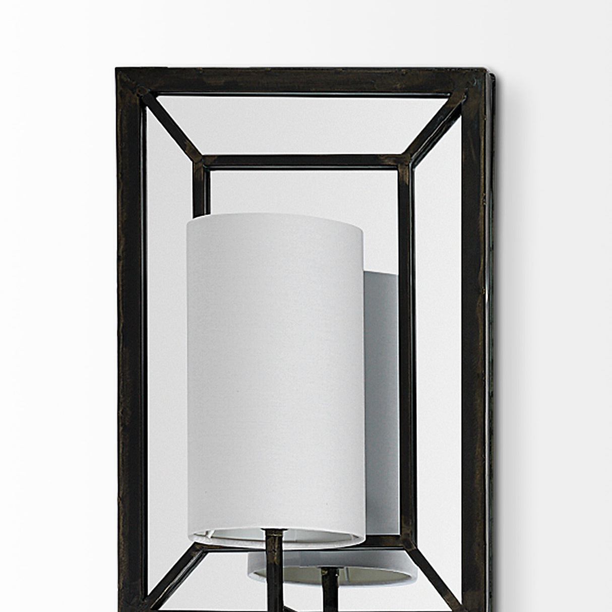 Noah 12.2x55 Black Metal w/White Fabric Shade Rectangular Wall Sconce from Mercana - Luna Furniture