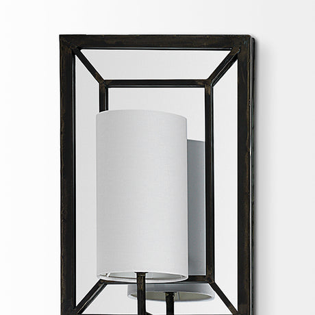 Noah 12.2x55 Black Metal w/White Fabric Shade Rectangular Wall Sconce from Mercana - Luna Furniture