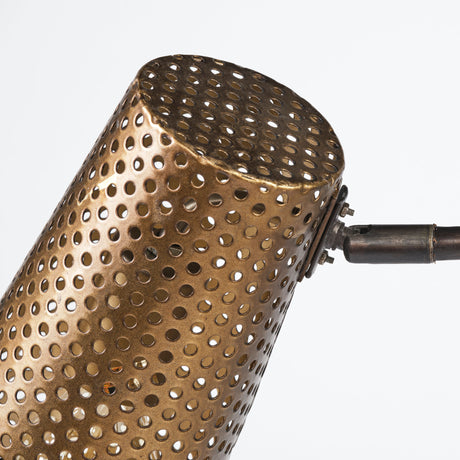 Wesley I 11x10.2 Gold Toned Perforated Metal Cone Wall Sconce from Mercana - Luna Furniture