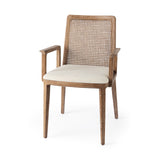 Clara Light Brown Wood W/ Cream Fabric Seat and Cane Back Dining Chair from Mercana - Luna Furniture