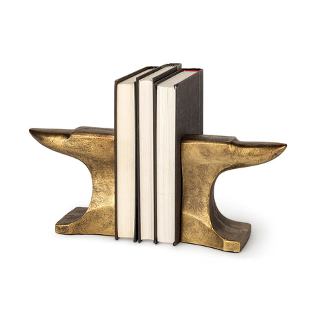 Anvilia (Set of 2) 12L x 3W Gold Anvil Shaped Bookends from Mercana - Luna Furniture