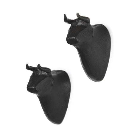 Taurus IV (Set of 2) Black Cast Aluminum Bull Wall Decor from Mercana - Luna Furniture