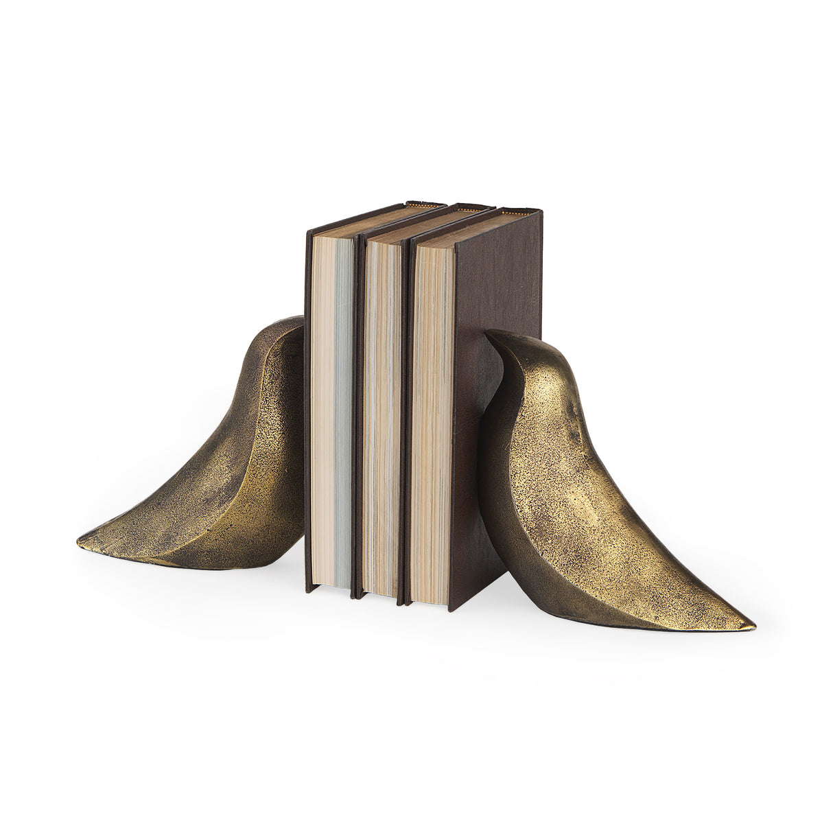 Dover (Set of 2) 15L x 4W Gold Aluminum Dove Bookends from Mercana - Luna Furniture