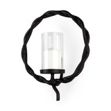 Rizwan 12.0L x 14.0W x 4.5H Black Aluminum Braided Circular Candle Holder from Mercana - Luna Furniture