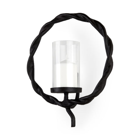 Rizwan 12.0L x 14.0W x 4.5H Black Aluminum Braided Circular Candle Holder from Mercana - Luna Furniture