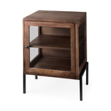 Arelius 20L x 18W x 26H Medium Brown Wood W/ Black Metal Frame End/Side Table from Mercana - Luna Furniture