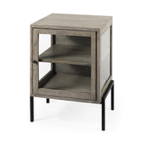 Arelius 20L x 18W x 26H Gray Wood W/ Black Metal Frame End/Side Table from Mercana - Luna Furniture
