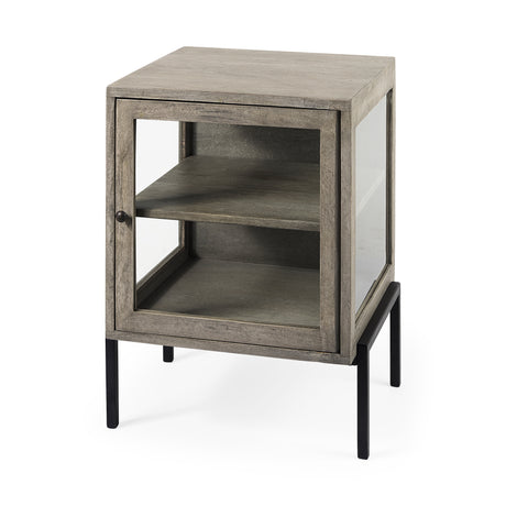 Arelius 20L x 18W x 26H Gray Wood W/ Black Metal Frame End/Side Table from Mercana - Luna Furniture