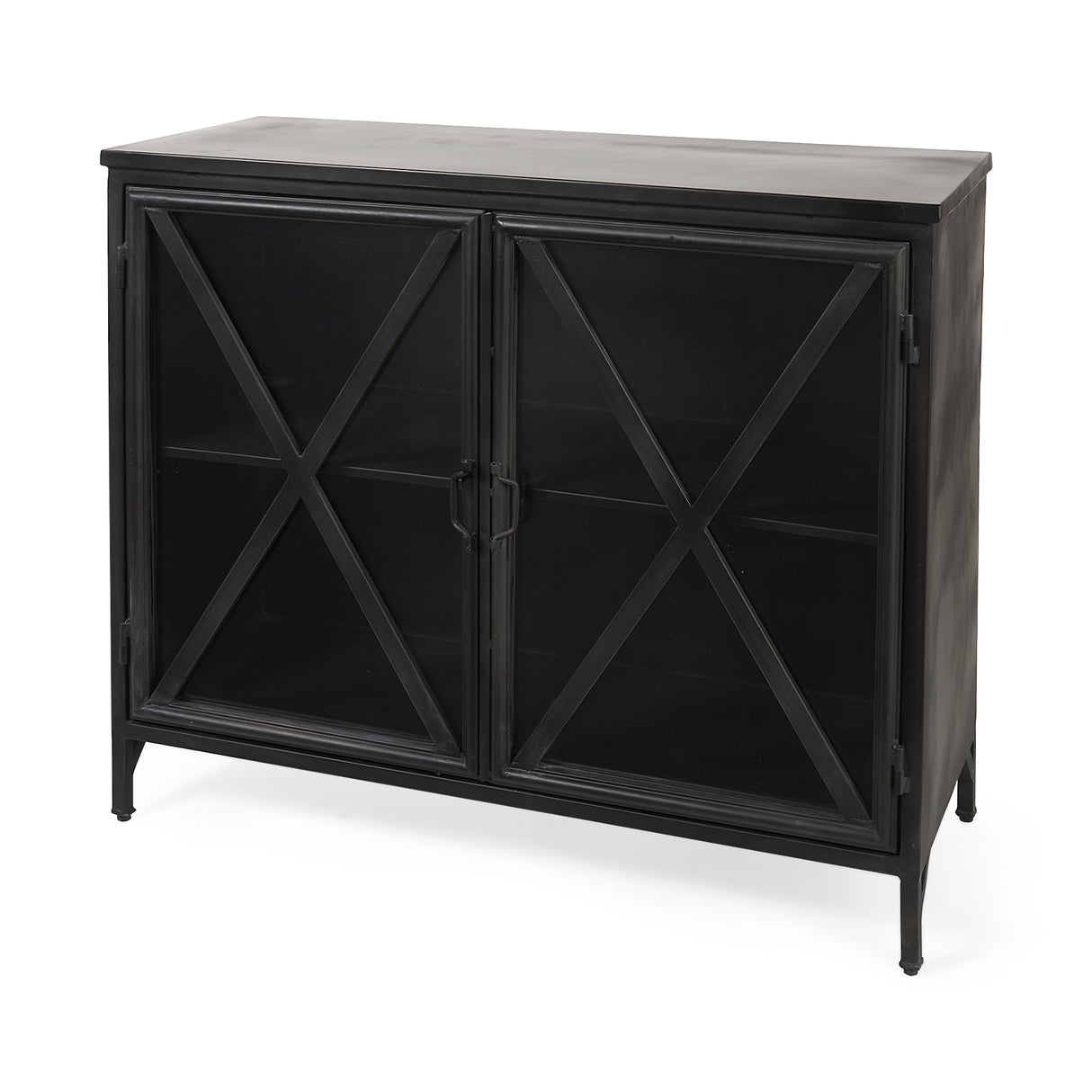 Poppy III 40L x 16W Black Metal With Glass Door Accent Cabinet from Mercana - Luna Furniture