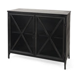 Poppy III 40L x 16W Black Metal With Glass Door Accent Cabinet from Mercana - Luna Furniture