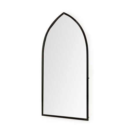 Giovanna 23.6L x 1.2W x 48.8H Black Metal Frame Pointed Arch Vanity Mirror from Mercana - Luna Furniture