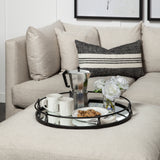 Kimbel 24L x 24W Black Metal Mirrored Base Round Tray from Mercana - Luna Furniture