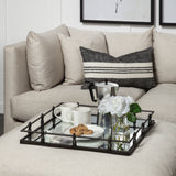 Christa 22L x 22W Black Metal Mirrored Base Square Tray from Mercana - Luna Furniture