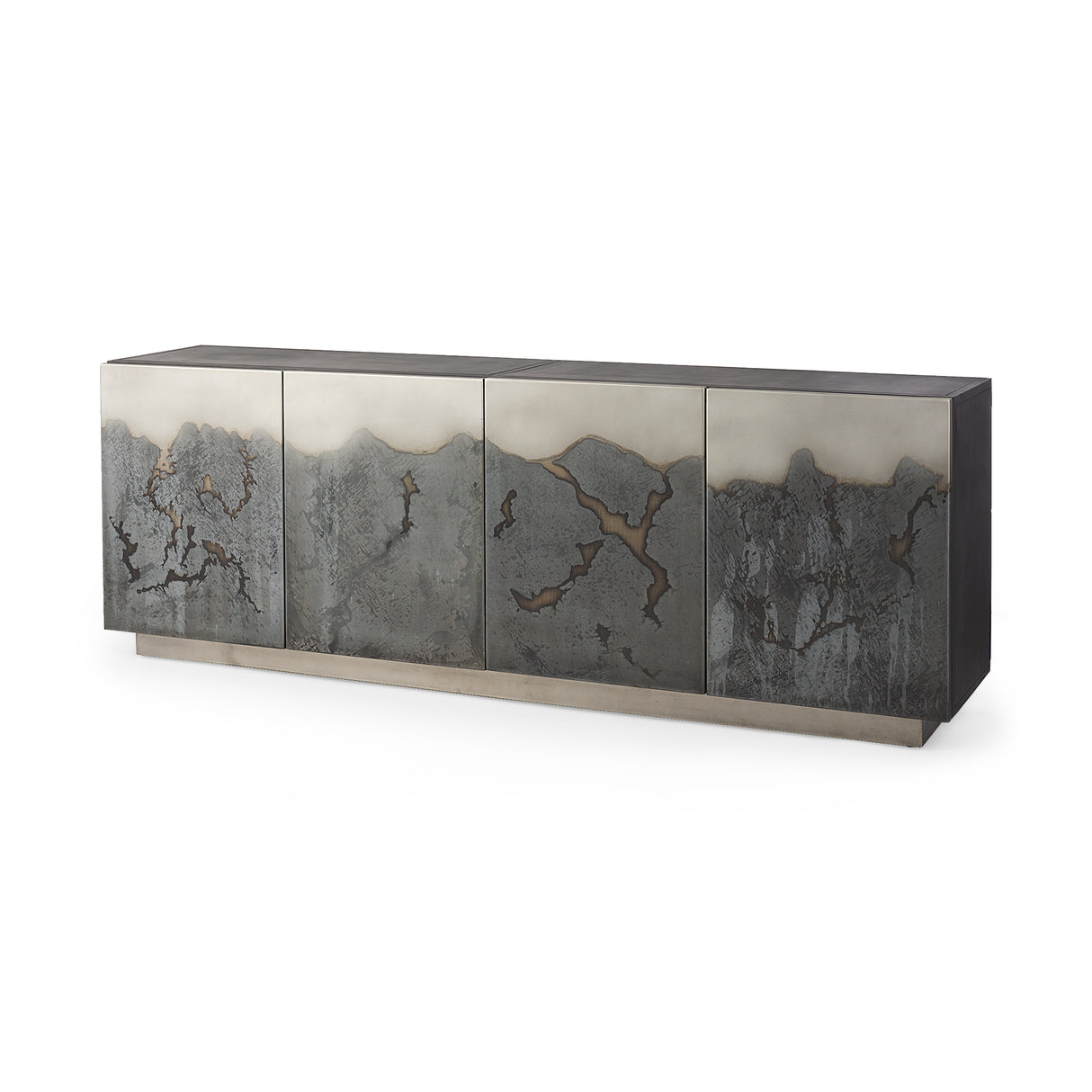 Roxdale 82.0L x 18.0W x 29.0H Acid Wash Metal Sideboard from Mercana - Luna Furniture