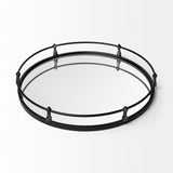 Kimbel 24L x 24W Black Metal Mirrored Base Round Tray from Mercana - Luna Furniture