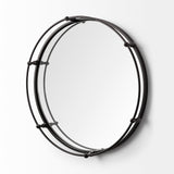 Kimbel 24L x 24W Black Metal Mirrored Base Round Tray from Mercana - Luna Furniture