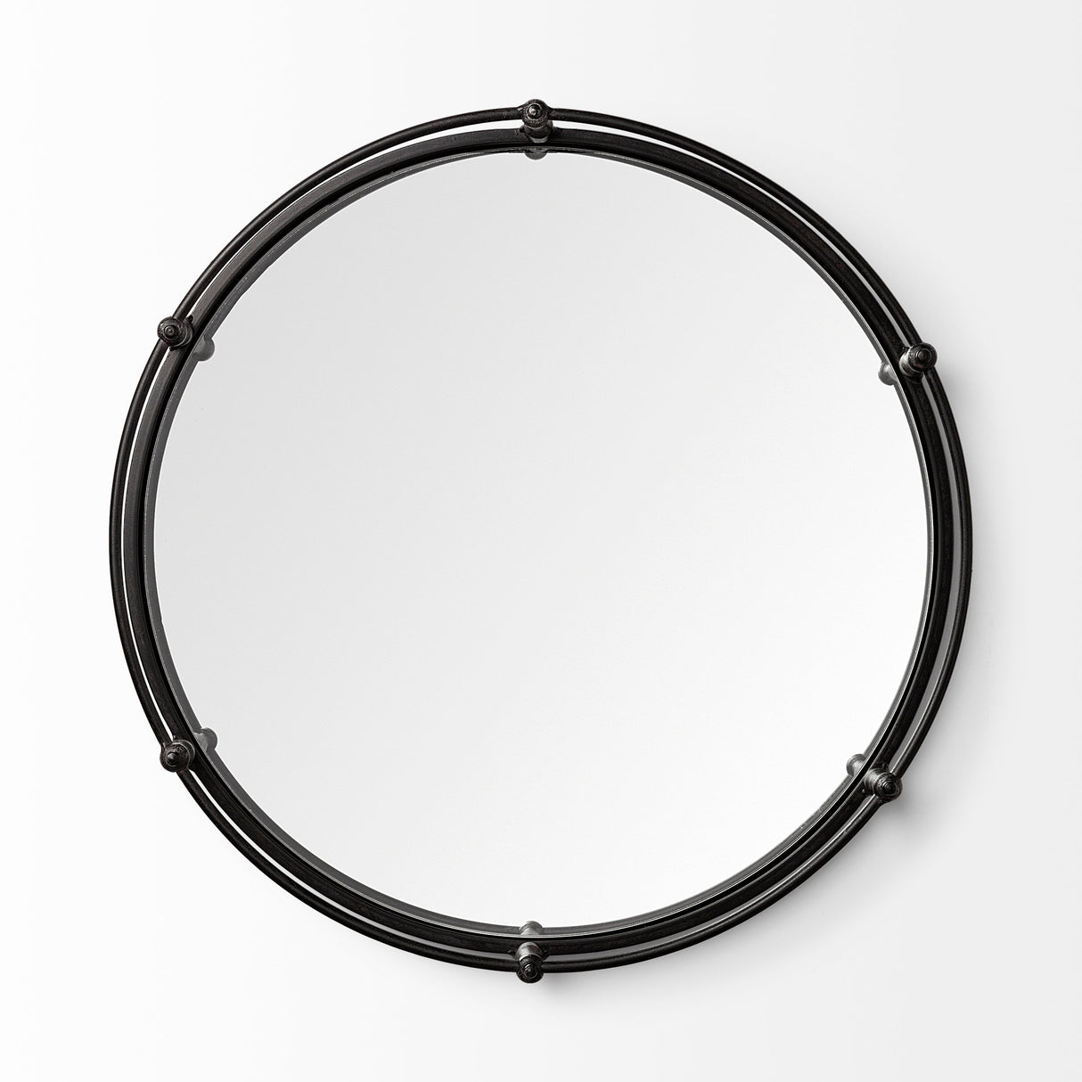 Kimbel 24L x 24W Black Metal Mirrored Base Round Tray from Mercana - Luna Furniture