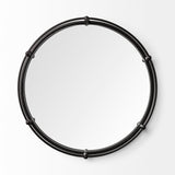 Kimbel 24L x 24W Black Metal Mirrored Base Round Tray from Mercana - Luna Furniture