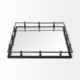 Christa 22L x 22W Black Metal Mirrored Base Square Tray from Mercana - Luna Furniture